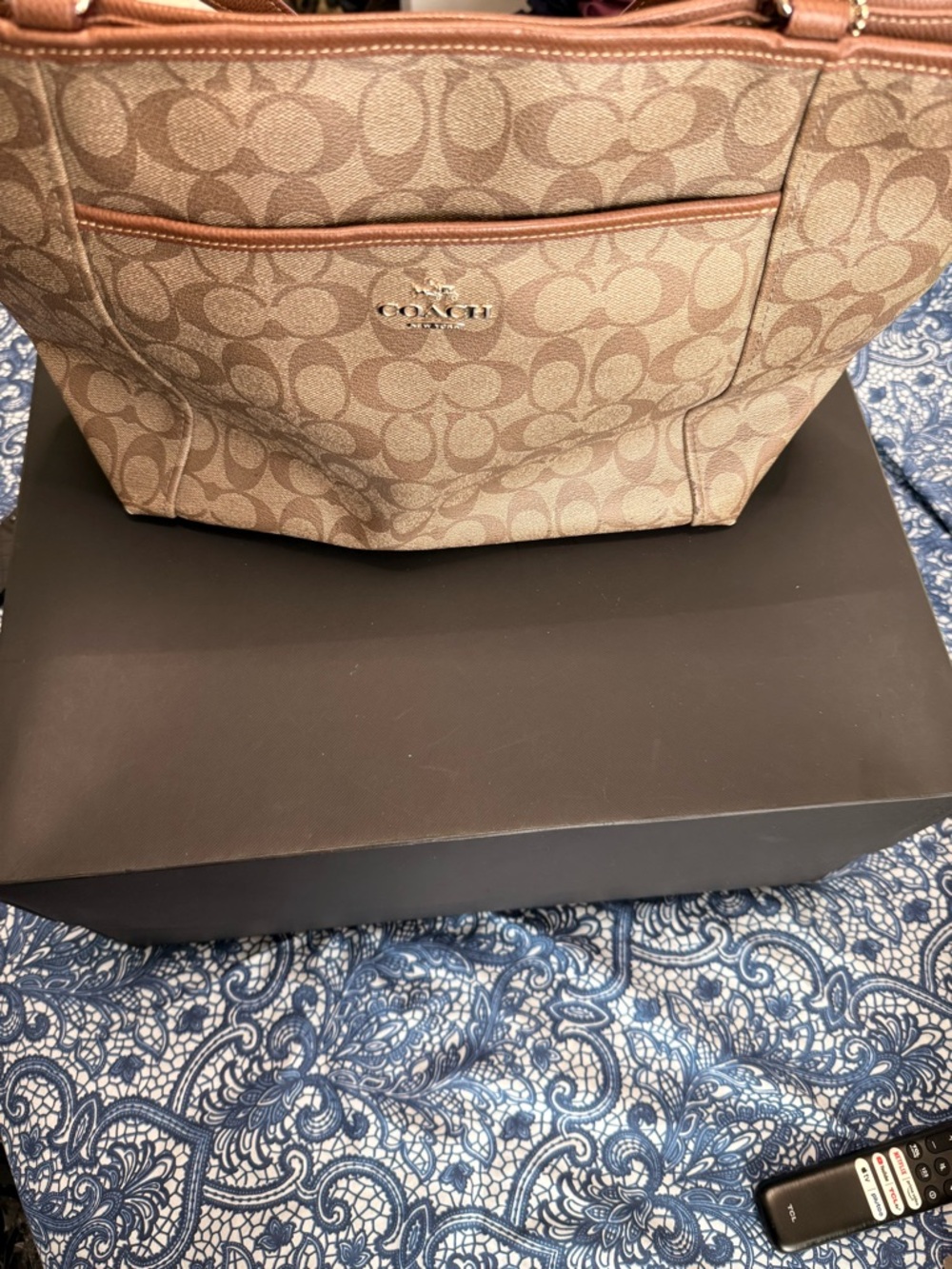 Coach Tan Signature Canvas Shoulder Bag